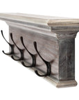 28" Brown Solid Wood Four Hook Wall Mount Coat Rack