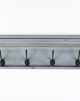 28" Black And Blue Solid Wood Four Hook Wall Mount Coat Rack
