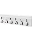 39" Classic White Wood Six Hook Hanging Coat Rack
