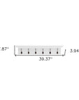 39" Classic White Wood Six Hook Hanging Coat Rack