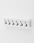 39" Classic White Wood Six Hook Hanging Coat Rack