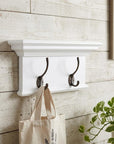 Classic White Two Hook Hanging Coat Rack