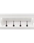 Classic White Wood Wide Four Hook Hanging Coat Rack