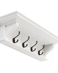 Classic White Wood Wide Four Hook Hanging Coat Rack