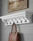 Classic White Wood Wide Six Hook Coat Rack