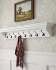 Classic White Wood Wide Eight Hook Coat Rack