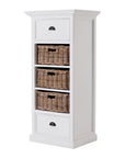 52" White Two Drawer Storage Cabinet With Baskets