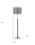 62" Floor Lamp With Black And White Fabric Drum Shade