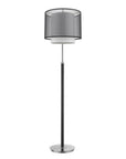 62" Floor Lamp With Black And White Fabric Drum Shade