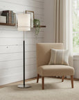 62" Floor Lamp With White Fabric Drum Shade