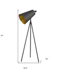61" Tripod Floor Lamp With Gray Metal Cone Shade
