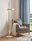 55" Brown And White Reading Floor Lamp