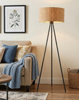 58" Brown And Black Metal Tripod Floor Lamp With Brown Shade
