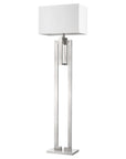 64" Nickel Traditional Shaped Floor Lamp With White Rectangular Shade