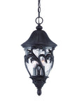 Three Light Matte Black Leaf Detail Hanging Light