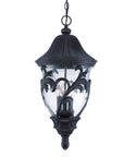 XL Three Light Matte Black Leaf Detail Hanging Light