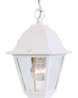 Distressed White Beveled Glass Outdoor Hanging Light