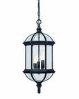 Three Light Matte Black Eastern Lantern Hanging Light