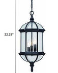 Three Light Matte Black Eastern Lantern Hanging Light