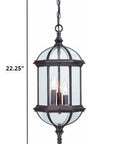 Three Light Dark Brown Eastern Lantern Hanging Light