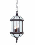 Three Light Dark Brown Eastern Lantern Hanging Light
