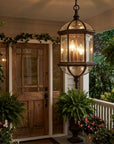 Three Light Dark Brown Eastern Lantern Hanging Light