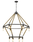 Brown and Black Twelve Light Metal Dimmable Chandelier