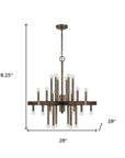 Brown Candle Style Multi Light Metal Dimmable Chandelier