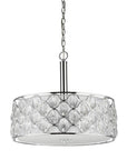 Isabella 4-Light Polished Nickel Drum Pendant With Crystal Accents