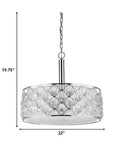 Isabella 4-Light Polished Nickel Drum Pendant With Crystal Accents
