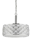 Isabella 4-Light Polished Nickel Drum Pendant With Crystal Accents