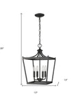 Black Metal Four Light Dimmable Ceiling Light