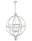 White Metal And Faux Crystal Six Light Rustic Ceiling Light