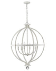 White Metal And Faux Crystal Six Light Rustic Ceiling Light