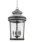 Kingston 4-Light Antique Lead Foyer Pendant With Curved Water Glass Panes