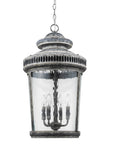 Kingston 4-Light Antique Lead Foyer Pendant With Curved Water Glass Panes
