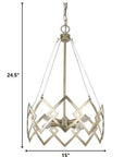 Nora 4-Light Washed Gold Drum Pendant With Abstract Open-Air Cage Shade