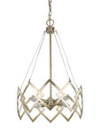 Nora 4-Light Washed Gold Drum Pendant With Abstract Open-Air Cage Shade