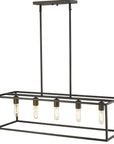 Black Metal Five Light Dimmable Ceiling Light