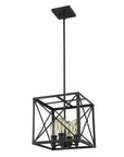 Brooklyn 4-Light Matte Black Pendant With Metal Framework Shade