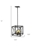 Brooklyn 4-Light Matte Black Pendant With Metal Framework Shade