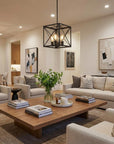 Brooklyn 4-Light Matte Black Pendant With Metal Framework Shade