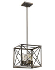 Brooklyn 4-Light Oil-Rubbed Bronze Pendant With Metal Framework Shade