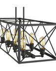 Brooklyn 8-Light Matte Black Island Pendant With Metal Framework Shade