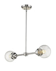 Silver Metal Two Light Dimmable Ceiling Light With Clear Shades