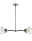 Silver Metal Two Light Dimmable Ceiling Light With Clear Shades