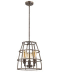 Brown Metal Three Light Dimmable Ceiling Light With Gold Shades