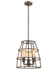 Brown Metal Three Light Dimmable Ceiling Light With Gold Shades