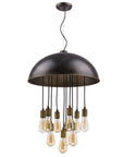 Black Iron Ten Light Dimmable Ceiling Light With Black Shades