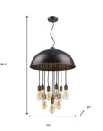 Black Iron Ten Light Dimmable Ceiling Light With Black Shades